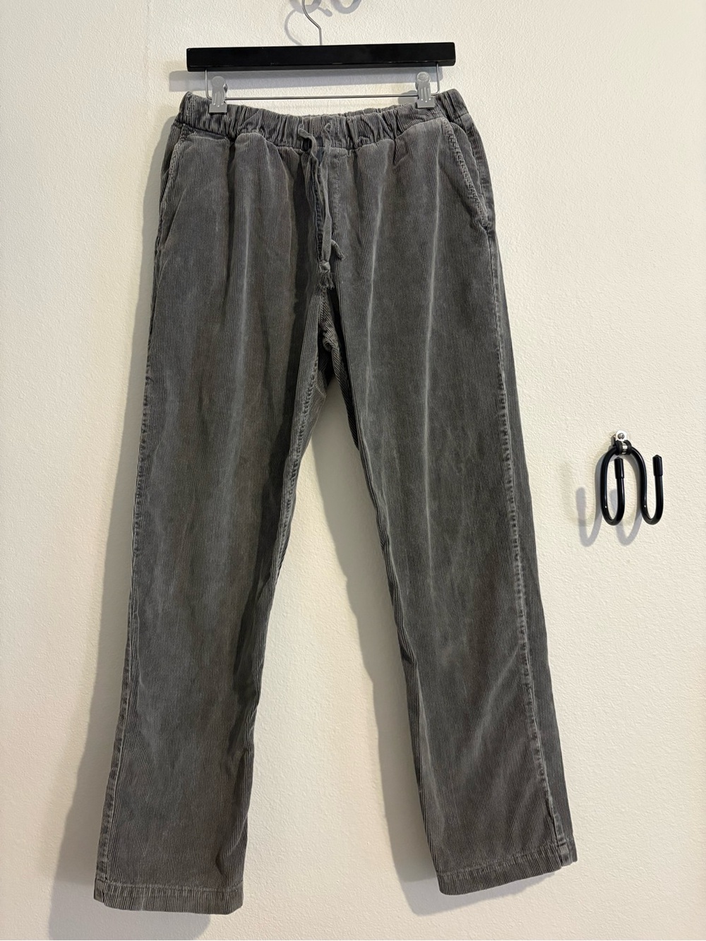 Men's Corduroy Drawstring Pants in Charcoal Gray